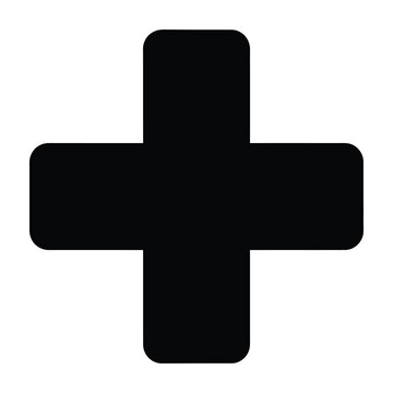 Black medical cross symbol on white background