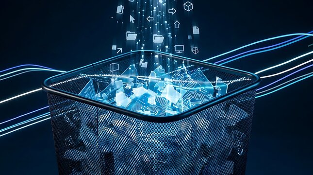 Digital data deletion and cleanup in recycle bin concept