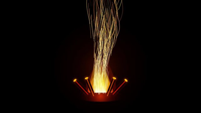 Glowing Golden Sparks Fountain and Fire Ember Burst Motion Loop