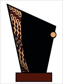 Dark Gray Trophy Plaque Design with Gold Batik Parang Motif