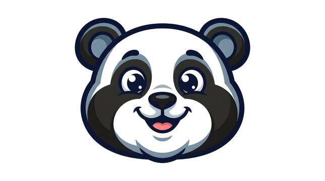 Cute cartoon panda face mascot logo illustration on a white background