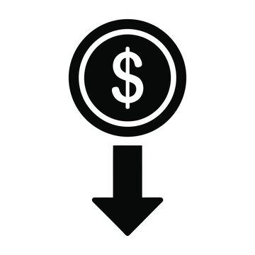 Downward arrow with dollar sign symbolizing financial loss or decrease