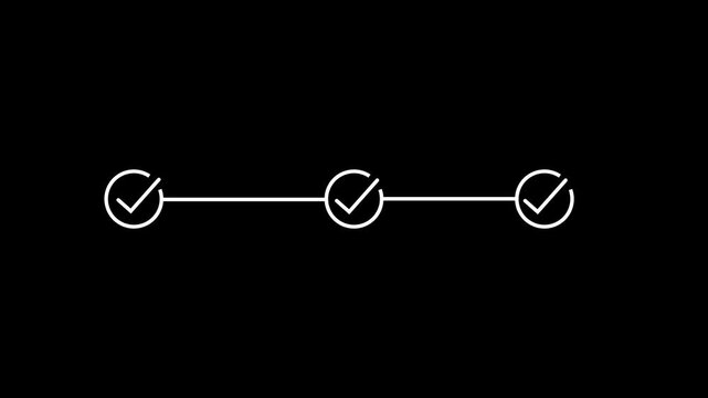 3 step infographic process with check mark. infographic step by step process sign animation on white background, step process success with check marks. Step-by-Step Guide: Business Steps