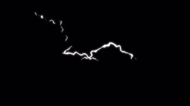 Electric lightning vfx flashes in dark skies as a bright bolt perfect for adding dramatic effects to video projects.