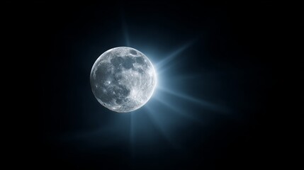 Obraz premium A bright, full moon illuminating a dark, expansive night sky, radiating ethereal light, background representing serenity and cosmic wonder