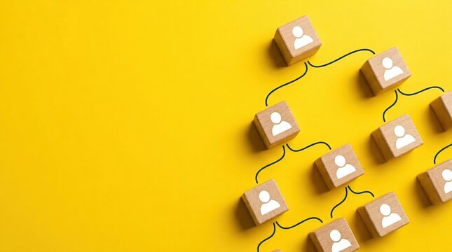 Organizational structure concept, hierarchy, management, growth and business risk.