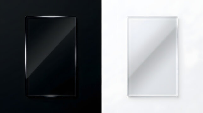 Abstract Contrast: A striking juxtaposition of a sleek black rectangle against a clean white background, creating a minimalist visual of opposing elements and modern design.