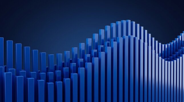 Abstract blue wave of vertical bars representing sound or data visualization with subtle lighting