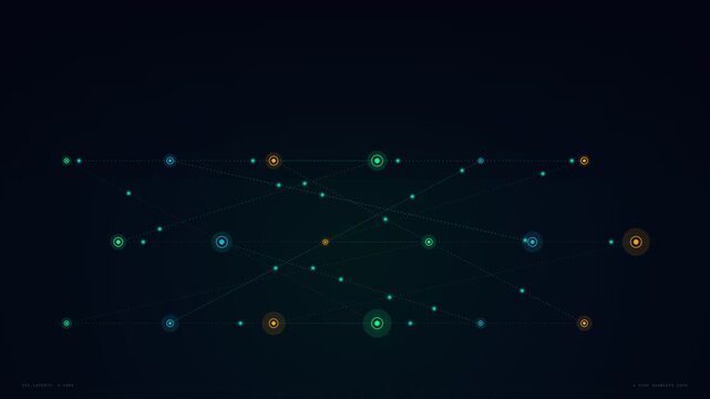 Abstract Cryptocurrency Blockchain Data Flow and Financial Network Nodes