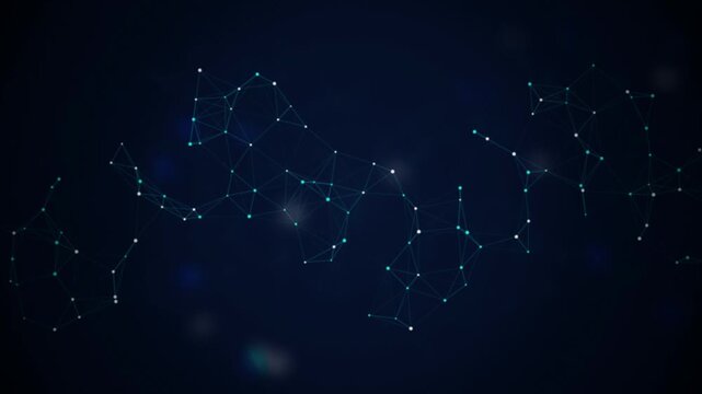 Cyan plexus network nodes shifting seamless loop motion background