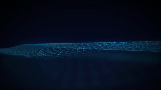 Blue mesh grid glowing vertices seamless loop motion background