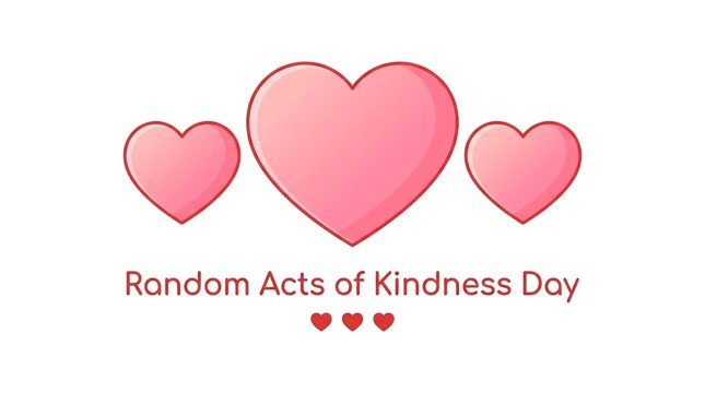 Random Acts of Kindness Day Celebration with Pink Hearts Illustration