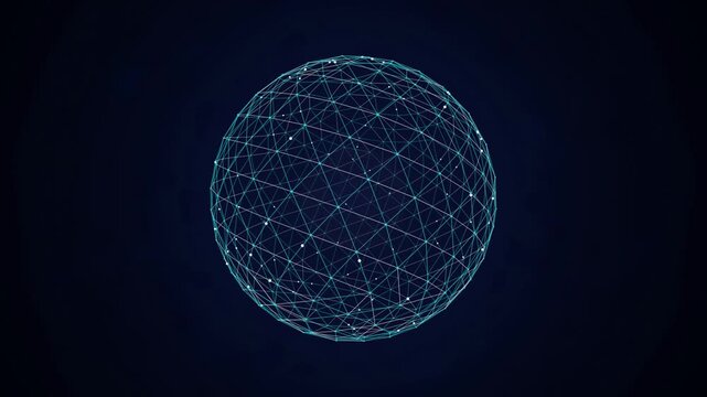 Wireframe digital globe rotating seamless loop motion background