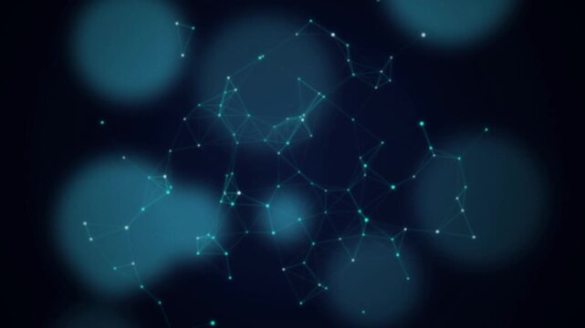 Interconnected network nodes drifting seamless loop motion background