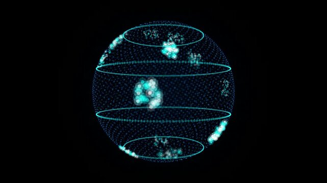 Hollow point cloud sphere rotating seamless loop motion background