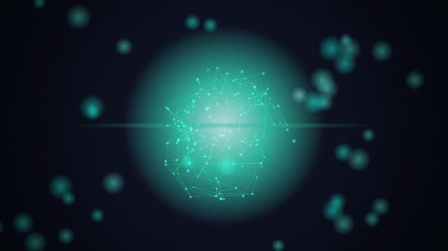 Plexus network glowing sphere rotating seamless loop background