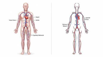 Human circulatory system diagram showing heart and blood vessels