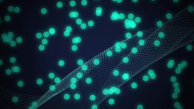 Cyan particles wave mesh seamless loop motion background