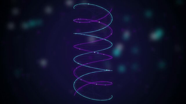 Double helix glowing dna strands twisting seamless loop background