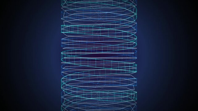 Cylindrical double helix wireframe rotating seamless loop background
