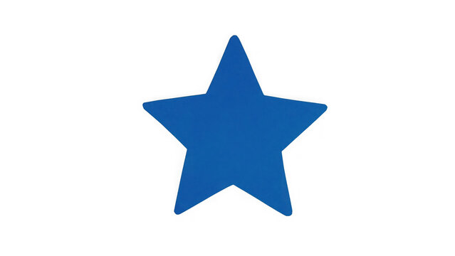 Solid blue five pointed star shape isolated on deep black background, for projects and, decorative for digital media isolated on a transparent background