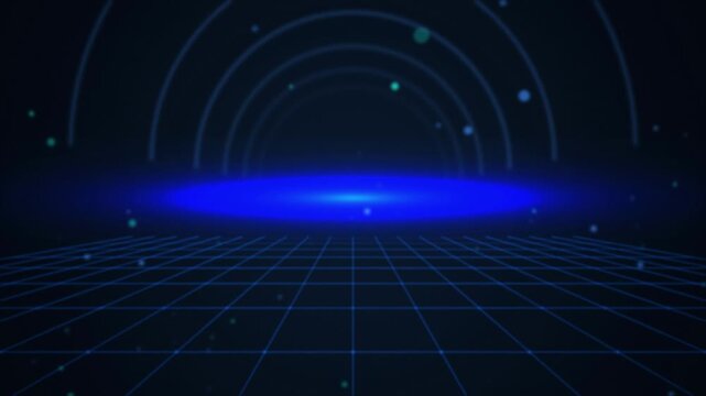 Blue perspective grid flying seamless loop motion background
