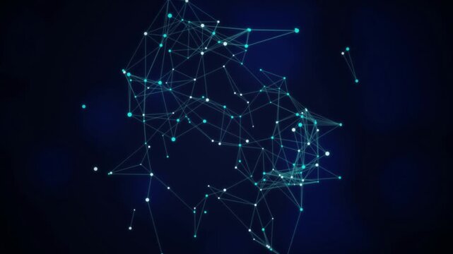 Neural network cyan glowing nodes seamless loop motion background