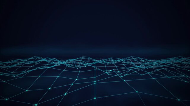 Wireframe mesh terrain undulating seamless loop motion background