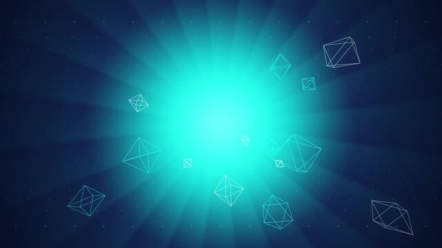 Wireframe octahedron shapes drifting seamless loop motion background