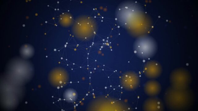 Interconnected digital network nodes seamless loop abstract background
