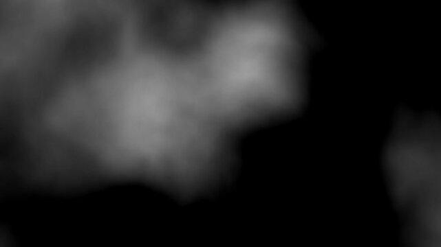 White smoke mist fog black background cinematic digital noise texture atmospheric overlay for movie title or horror background design.