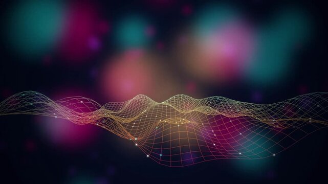 Wireframe terrain grid undulating seamless loop motion background