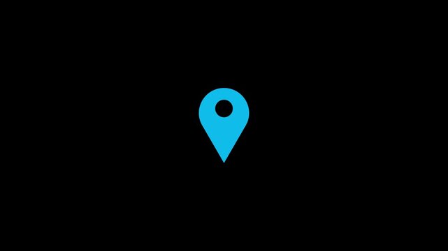 Map pointer single icon animation with pin symbols