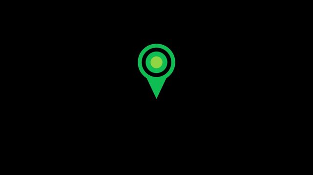 Map pointer single icon animation with pin symbols