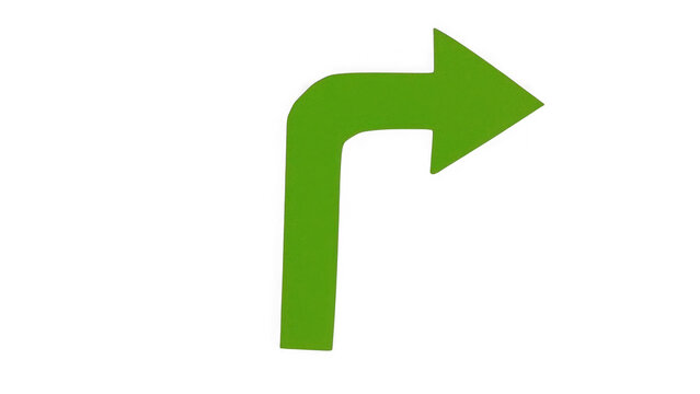 Green right angle arrow pointing to the right on a black background, for directional signage, and digital user, interface navigation isolated on a transparent background