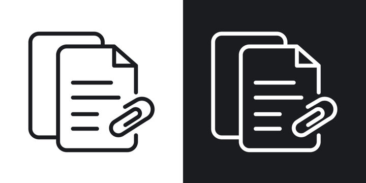 Attach document icon flat outline in black