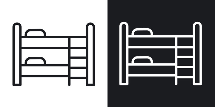Bunk bed icon flat outline in black