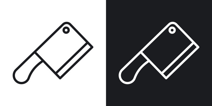 Butcher knife icon flat outline in black