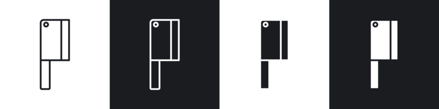 Butcher knife icon flat outline in black