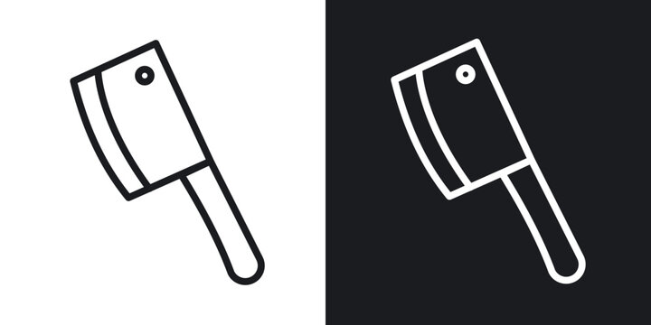 Butcher knife icon flat outline in black