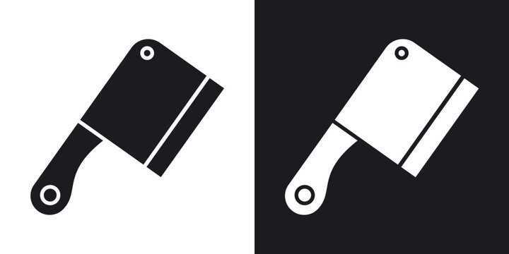 Butcher knife icon flat outline in black