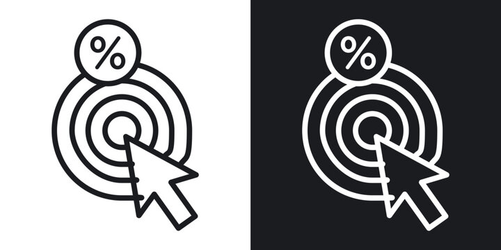 Click through rate icon flat outline in black