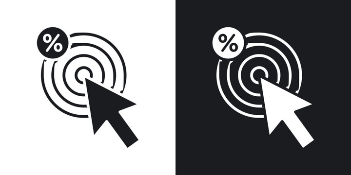 Click through rate icon flat outline in black