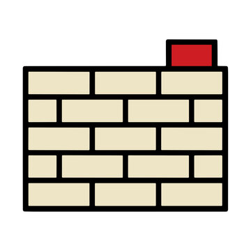 Brick wall section with red capstone