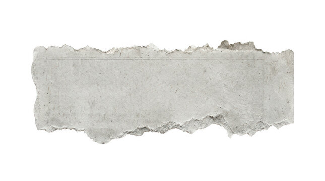 Torn piece of grey newspaper isolated on transparent background