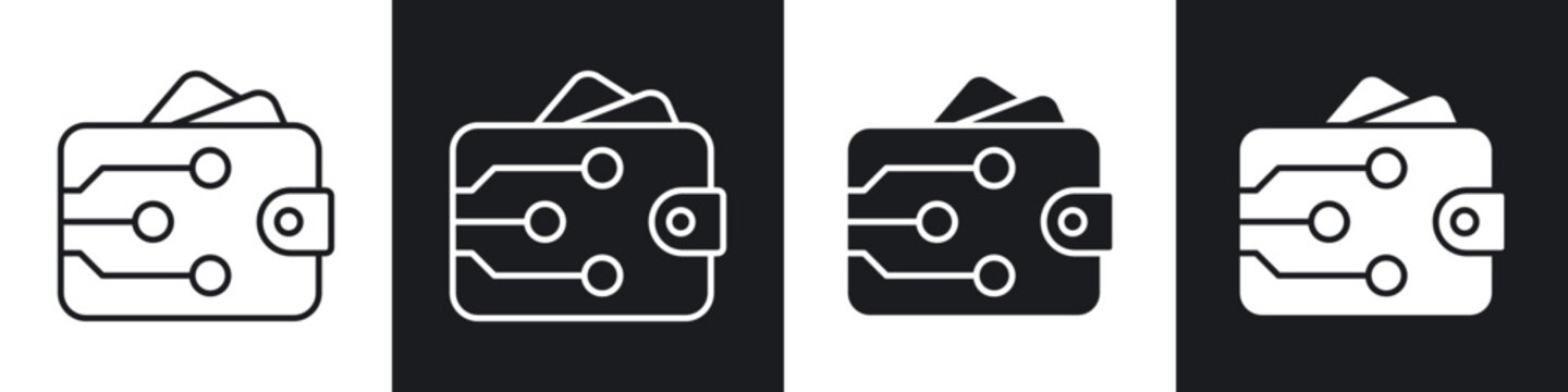 Digital wallet icon flat outline in black
