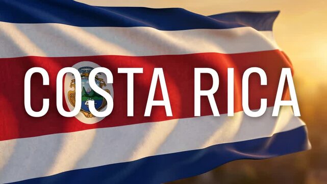 Costa Rica Independence Day with Waving National Flag