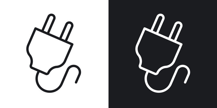 Electrical plug icon flat outline in black