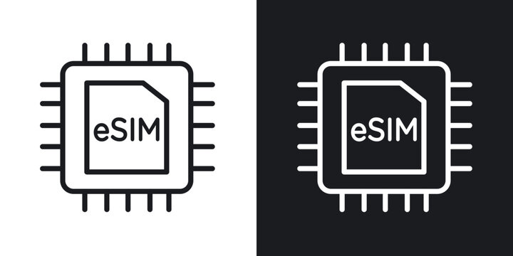 ESIM icon flat outline in black
