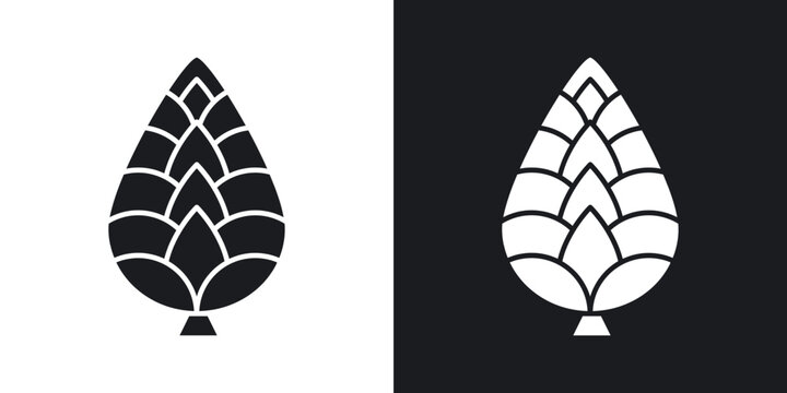 Fir cone icon flat outline in black